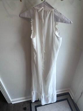 Amazon White Sleeveless Maxi Dress with Ruffle Hem